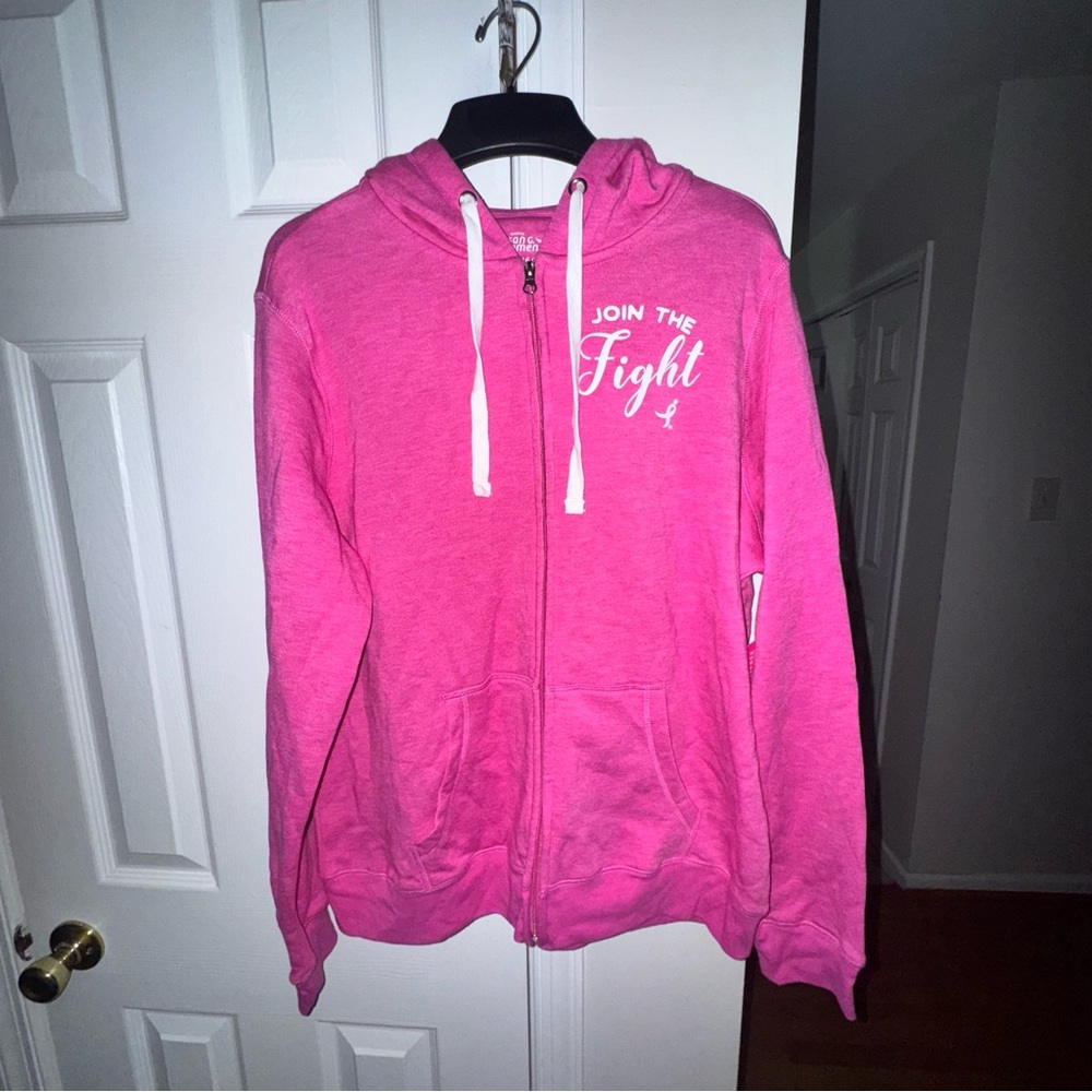 NWT Susan G Komen XL Women's Pink Full Zip Hoodie "JOIN THE Fight" Breast Cancer - Picture 2 of 11